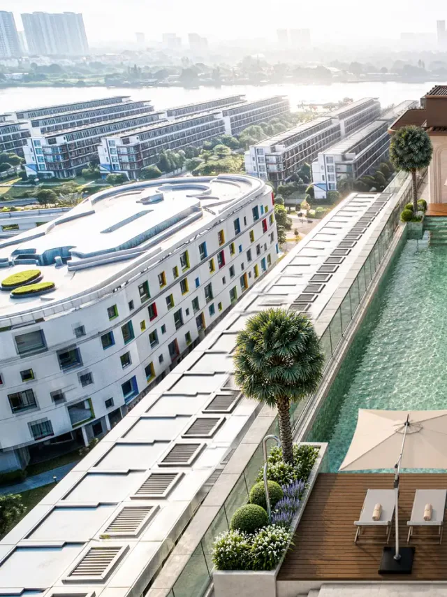 Hồ bơi vô cực ion muối trên Sky Deck